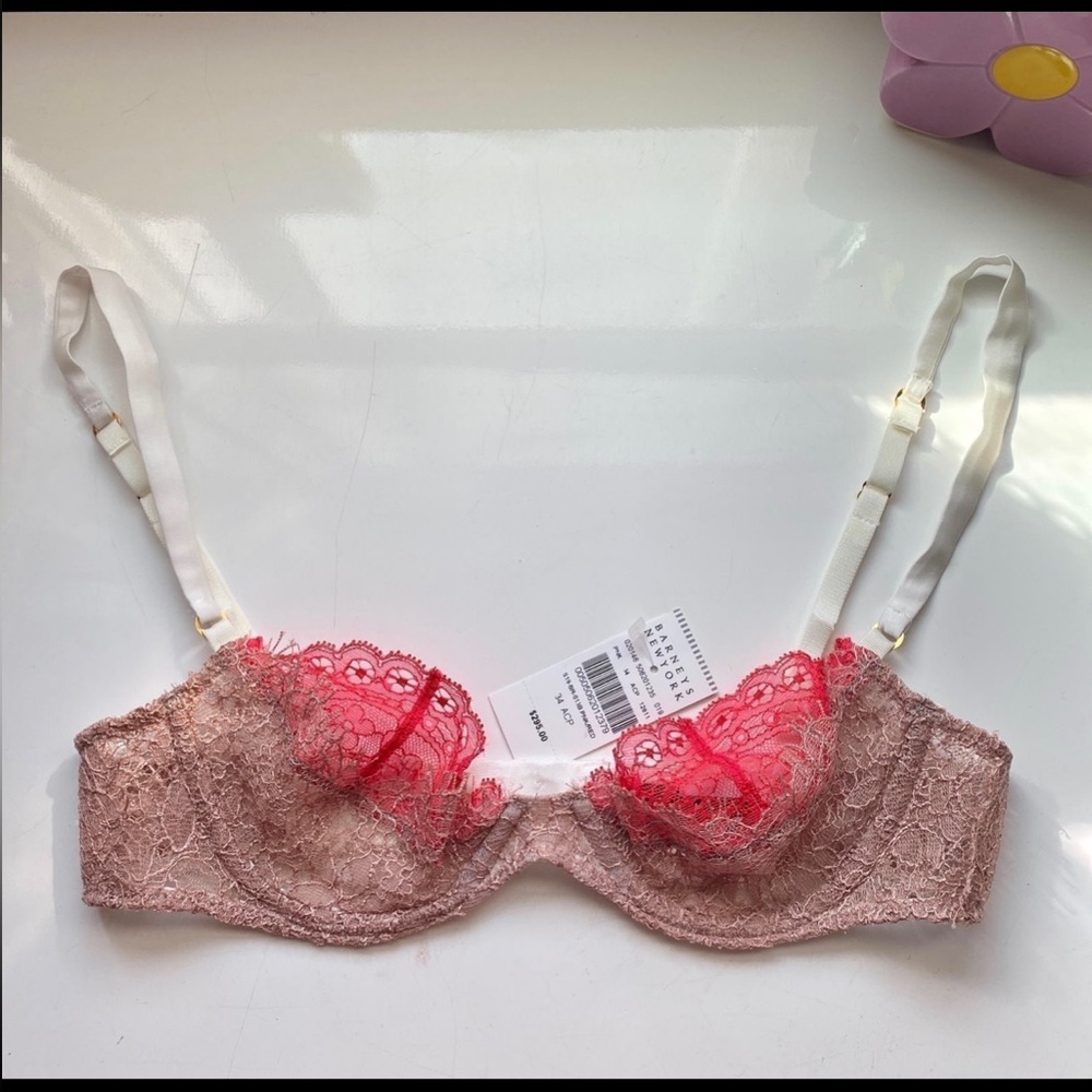 Pink Rose Red Laced Demi Bra